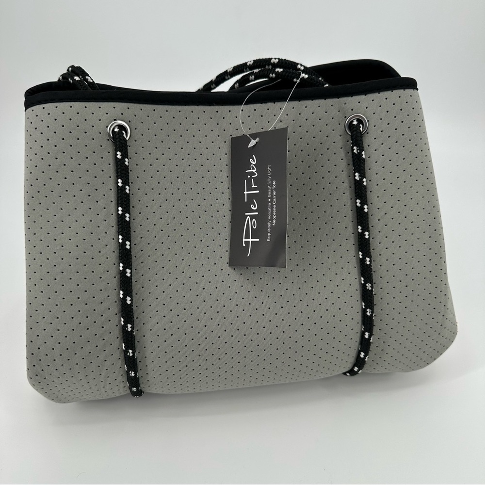 Pole Tribe Neoprene Tote Shoulder Bag Gray White